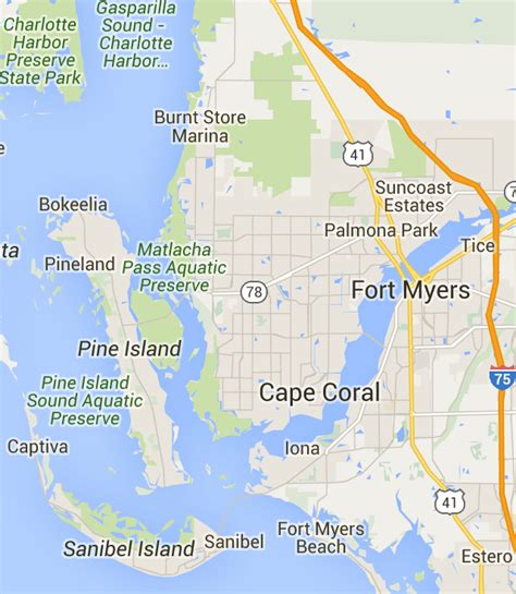Map of Cape Coral Florida